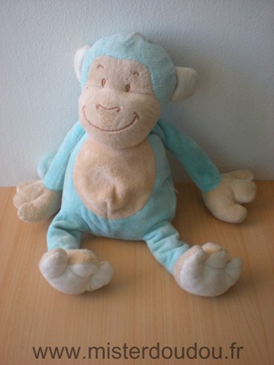 Doudou Singe 0 Bleu beige 