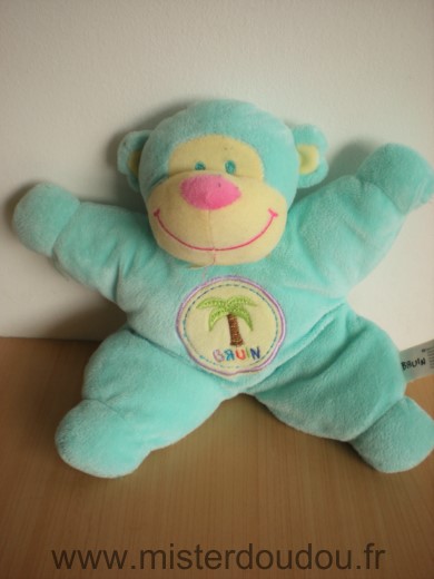 Doudou Singe Bruin Bleu palmier bruin 