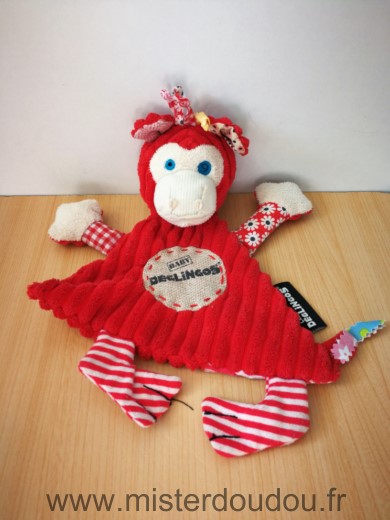 Doudou Singe Deglingos Rouge 