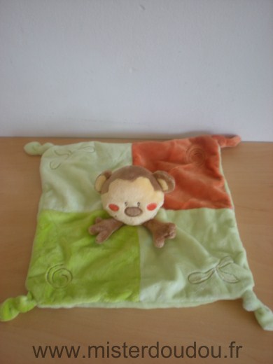 Doudou Singe Kimbaloo Vert orange marron 