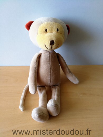 Doudou Singe Moulin roty Beige jaune 