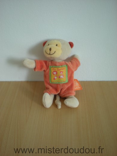 Doudou Singe Moulin roty Beige orange les loustics Mini doudou