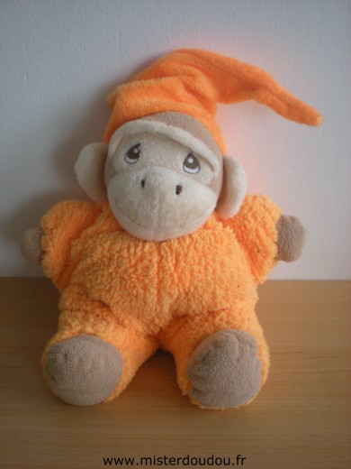 Doudou Singe Nounours Orange 