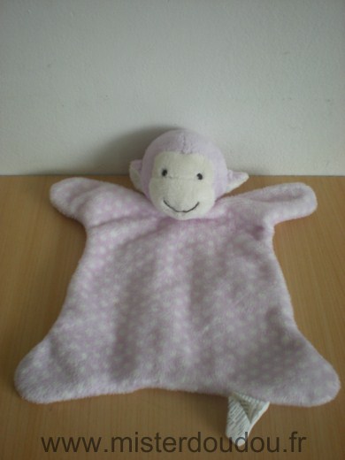 Doudou Singe - marque non connue - Mauve points blanc 