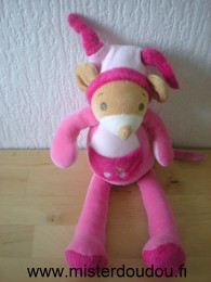Doudou Souris 0 Rose avec cerises brodées 