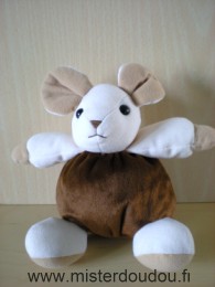 Doudou Souris Ajena Marron écru beige 