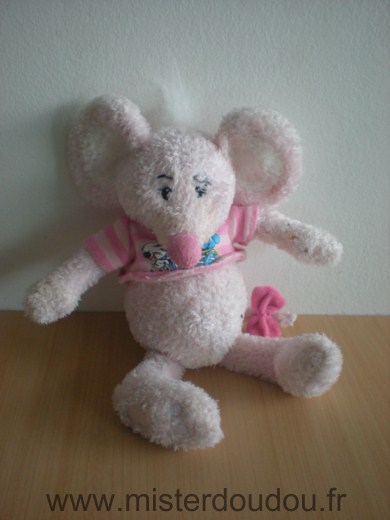 Doudou Souris Anna club plush Rose avec tshirt rose 