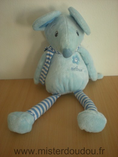 Doudou Souris Arthur et lola Arthur bleu 