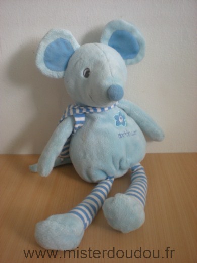 Doudou Souris Arthur et lola Arthur bleu 