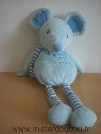 Doudou Souris Arthur et lola Arthur bleu 