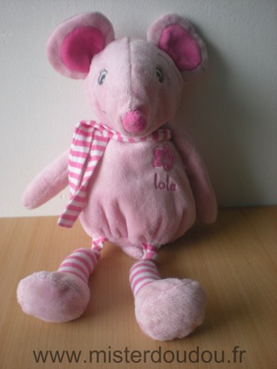 Doudou Souris Arthur et lola Lola rose 