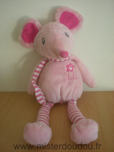 Doudou Souris Arthur et lola Lola rose 