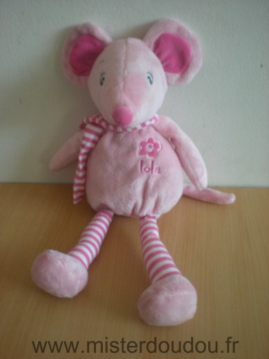 Doudou Souris Arthur et lola Lola rose 