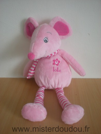 Doudou Souris Arthur et lola Lola rose 