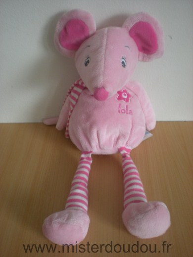 Doudou Souris Arthur et lola Lola rose 