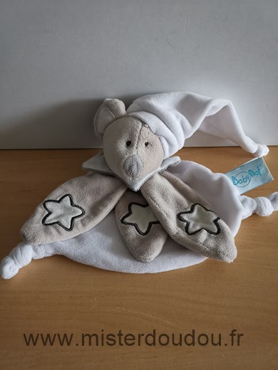 Doudou Souris Baby nat Blanc beige etoiles phosphorescent 