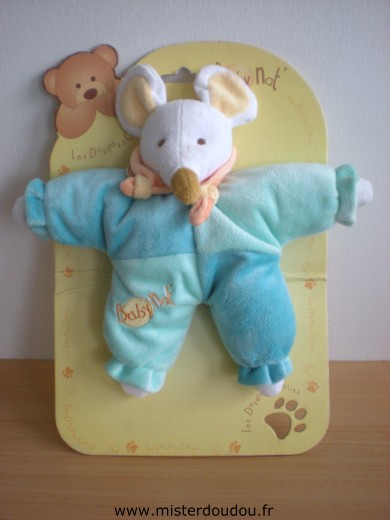Doudou Souris Baby nat Bleu 