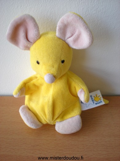 Doudou Souris Baby sun Jaune rose 