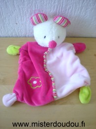 Doudou Souris Babyclub Rose fushia rose clair vert 