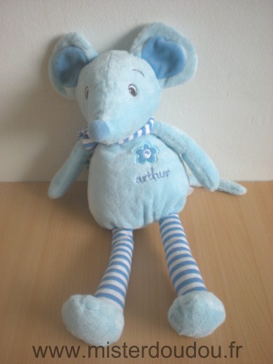 Doudou Souris Bébisol Arthur bleu 