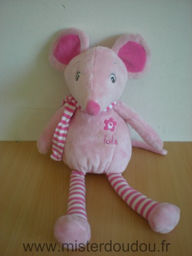 Doudou Souris Bébisol Arthur et lola rose 