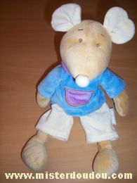 Doudou Souris Bengy Beige pull bleu 