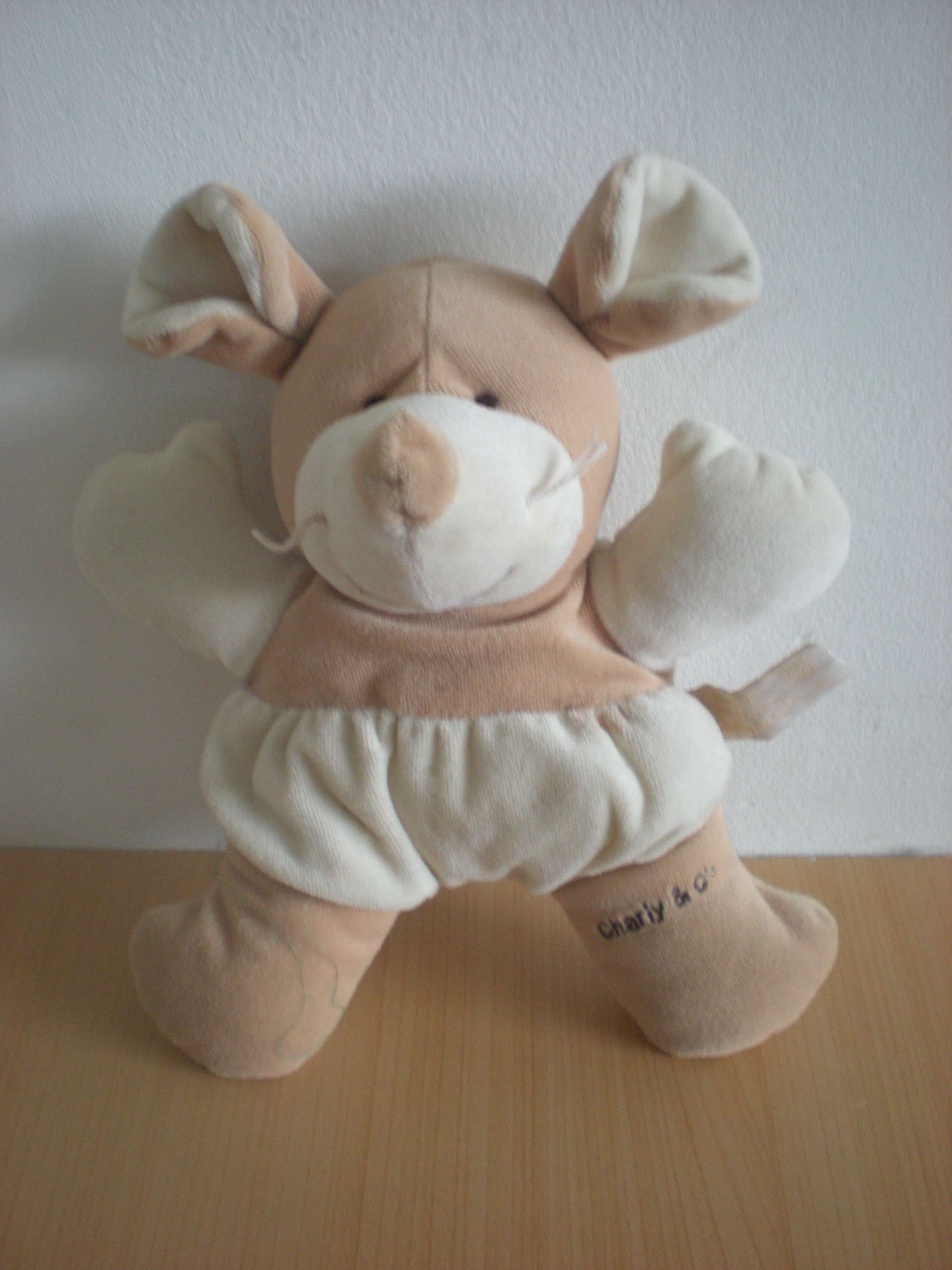 Doudou Souris Charly et compagnie Ecru beige 