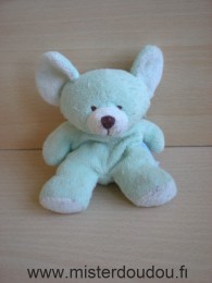 Doudou Souris Comptine Vert blanc tissus éponge 