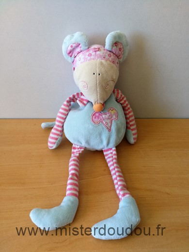 Doudou Souris Cp international Bleu rose 