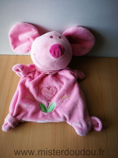 Doudou Souris Cp international Rose coeur 