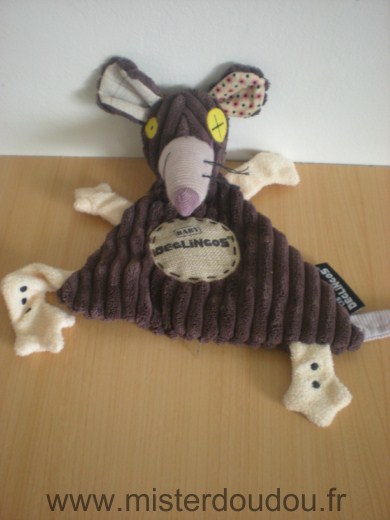 Doudou Souris Les deglingos Marron ratos 