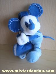 Doudou Souris Disney Bleu Mickey sur une locomotive