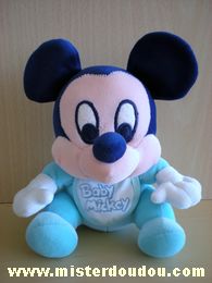 Doudou Souris Disney Bleu rose blanc Bavoir écrit baby mickey