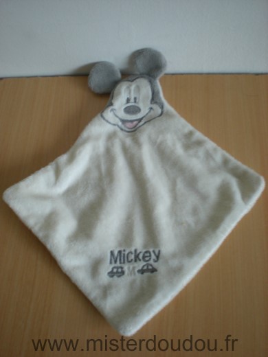 Doudou Souris Disney Mickey blanc gris voitures 