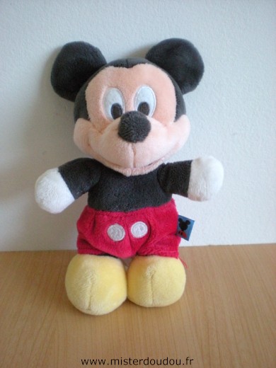 Doudou Souris Disney Mickey gris rouge jaune Nicotoy