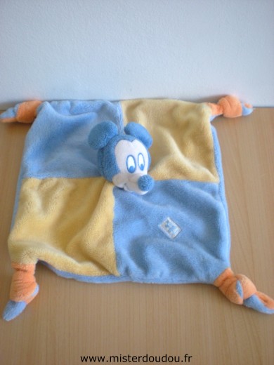 Doudou Souris Disney Mickey jaune bleu 