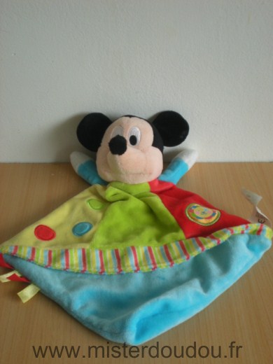 Doudou Souris Disney Mickey nicotoy bleu vert rouge 