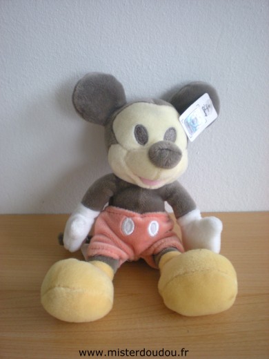 Doudou Souris Disney Mickey noir rouge jaune (disney nicotoy) 