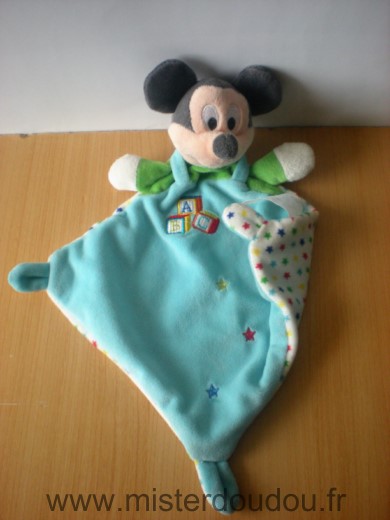 Doudou Souris Disney Mickey plat losange bleu vert abc ballon 