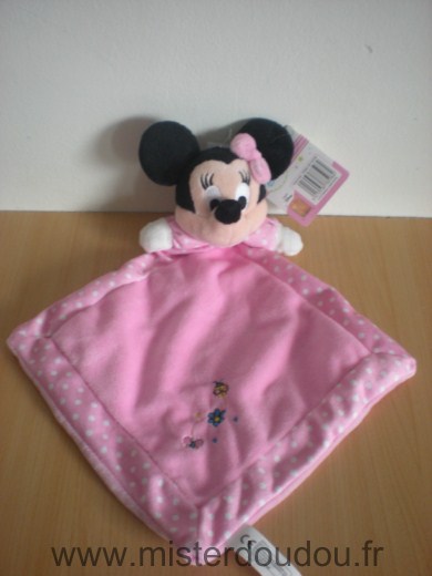 Doudou Souris Disney Minnie rose coccinelle fleur papillon brodes 