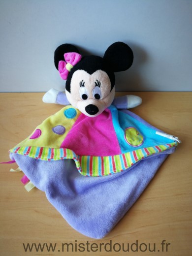 Doudou Souris Disney Minnie rose mauve bleu 