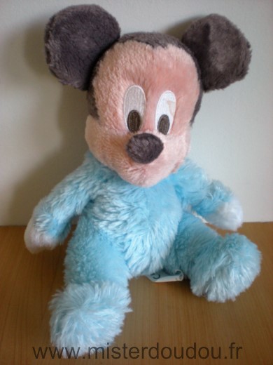 Disney doudou Mickey Mouse souris couverture bleu jaune soleil