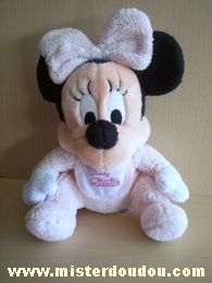 Doudou Souris Disney Rose noir Bavoir avec écrit baby minnie