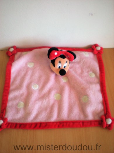 Doudou Souris Disney Minnie rose points blanc liseret rouge 