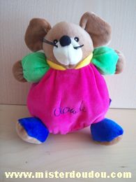 Doudou Souris Doudi Rose fushia vert bleu jaune 