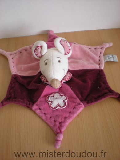 Doudou Souris Doudou et compagnie Framboisine rose blanc mauve 