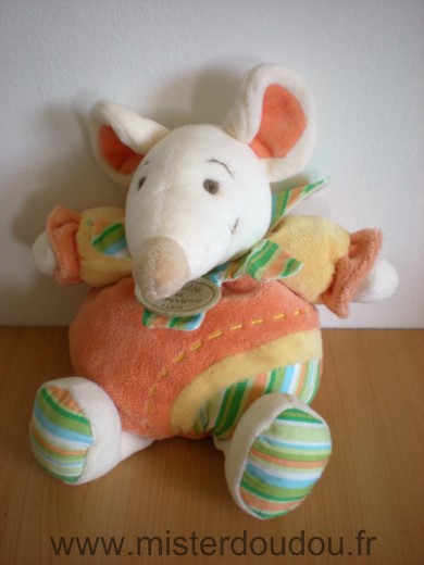 Doudou Souris Doudou et compagnie Zazie orange jaune 