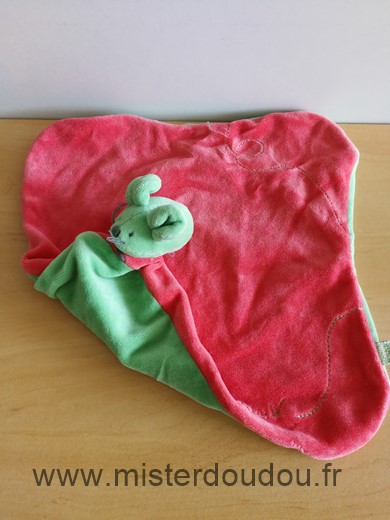 Doudou Souris Du pareil au même Rose rouge vert une souris verte 