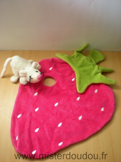 Doudou Souris Egmont toys Souris blanche fraise rose 