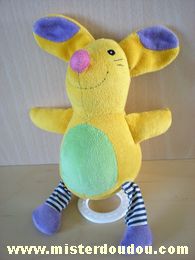 Doudou Souris Fehn Jaune vert violet Musical